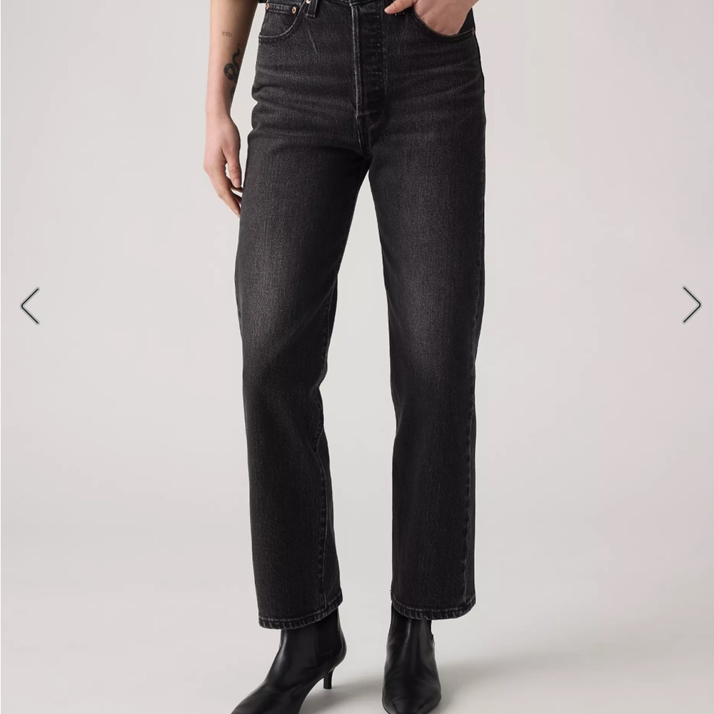 Levi's Ribcage Straight Ankle Jeans - Washed Black